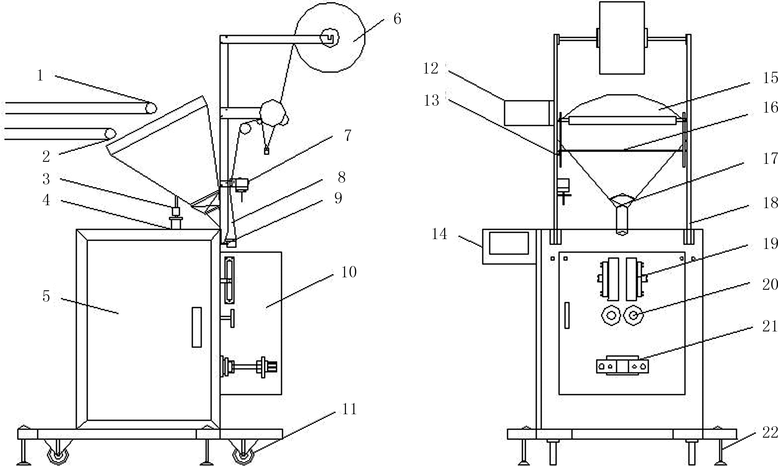 包裝機基本結(jié)構(gòu)簡圖