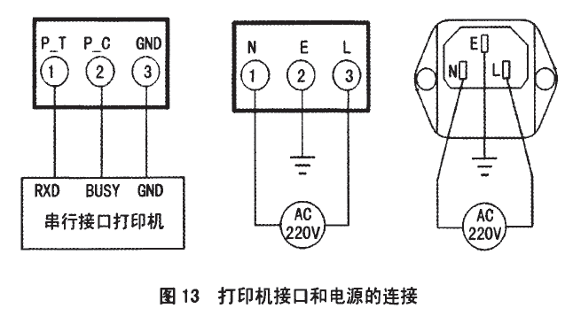 打印機(jī)接口和電源的連接圖