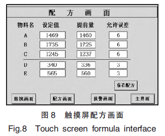 觸摸屏配方畫面圖