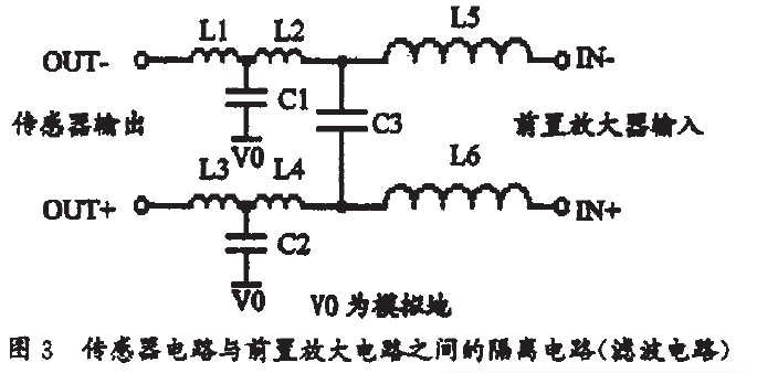 傳感器電路與前置放大電路之間的隔離電路圖